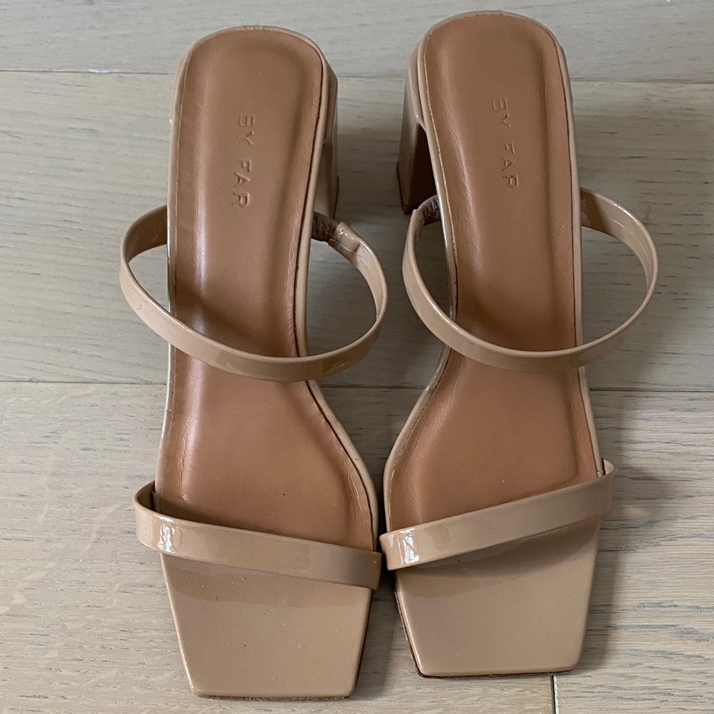 BY FAR Beige Strappy Heels